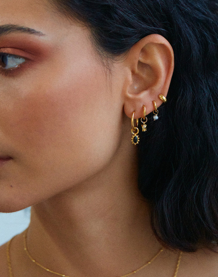 Onyx Earring Charm in Gold